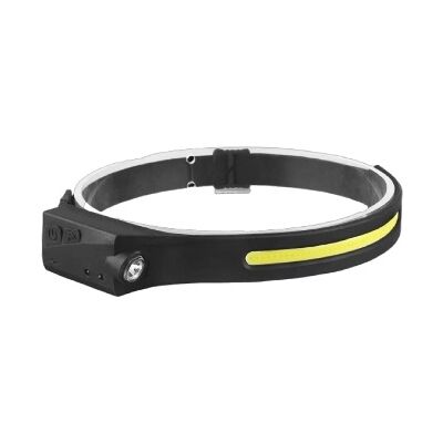 Linterna frontal COB de 5 W + LED de 1 W, 350 lm, 1200 mAh, con sensor de movimiento manual (negro) - REXER Linterna frontal COB de 5 W + LED de 1 W, 350 lm, 1200 mAh, con sensor de movimiento manual (negro) - REXER