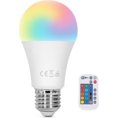 AIGOSTAR Lámpara LED A60 220V E27 RGB+W 10W c/ Mando AIGOSTAR Lámpara LED A60 220V E27 RGB+W 10W c/ Mando