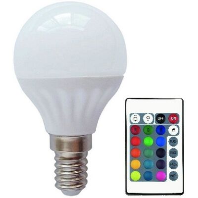 WELL Lámpara LED G45 220V E14 RGB + Blanco 4000K 5.5W con Mando WELL Lámpara LED G45 220V E14 RGB + Blanco 4000K 5.5W con Mando
