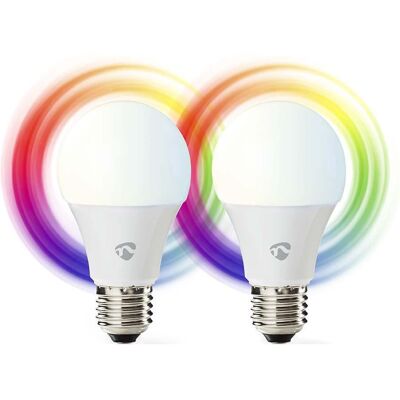 Pack 2x Bombillas LED SmartLife Wi-Fi E27 9W RGB+2700 806Lm - NEDIS Pack 2x Bombillas LED SmartLife Wi-Fi E27 9W RGB+2700 806Lm - NEDIS