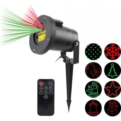 Proyector láser con efectos navideños 5W para exteriores con control remoto (rojo/verde) - WELL Proyector láser con efectos navideños 5W para exteriores con control remoto (rojo/verde) - WELL