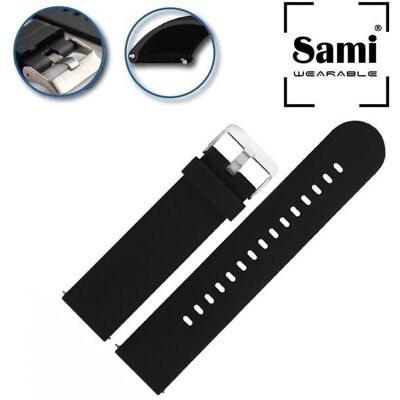 Correa de Silicona 22mm para Smartwatch (Negra) - SAMI Correa de Silicona 22mm para Smartwatch (Negra) - SAMI