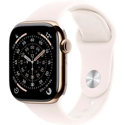 Apple Watch Series 11 GPS + Cellular 42 mm titanio dorado con correa deportiva rosa claro S/M Apple Watch Series 11 GPS + Cellular 42 mm titanio dorado con correa deportiva rosa claro S/M