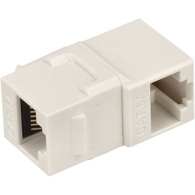 Adaptador Keystone RJ45 Cat.6A FTP hembra a hembra en ángulo 90º (blanco) - NIMO Adaptador Keystone RJ45 Cat.6A FTP hembra a hembra en ángulo 90º (blanco) - NIMO