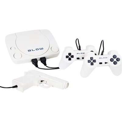 Consola de juegos retro con 2 mandos y 1 pistola (blanca) - BLOW Consola de juegos retro con 2 mandos y 1 pistola (blanca) - BLOW