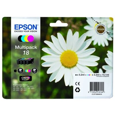 Pack 4x Cartuchos de Tinta Serie 18 Quad XP-102/205/305/405 - EPSON Pack 4x Cartuchos de Tinta Serie 18 Quad XP-102/205/305/405 - EPSON