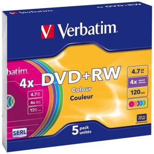 Pack 5 DVD+RW 4.7GB 4x Colores - VERBATIM Pack 5 DVD+RW 4.7GB 4x Colores - VERBATIM