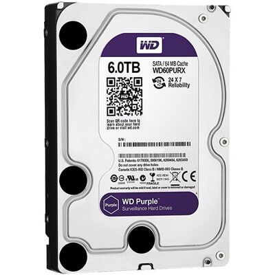 Disco Duro 3.5" 6TB 5400RPM 64MB SATA 6Gb/s Morado WD63PURU - WESTERN DIGITAL Disco Duro 3.5" 6TB 5400RPM 64MB SATA 6Gb/s Morado WD63PURU - WESTERN DIGITAL