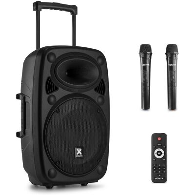 Altavoz portátil amplificado 12" 800W MP3/USB/SD/FM/2xUHF/BLUETOOTH (VERVE38) Negro - VONYX Altavoz portátil amplificado 12" 800W MP3/USB/SD/FM/2xUHF/BLUETOOTH (VERVE38) Negro - VONYX