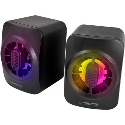 Altavoces 2.0 Rainbow Sakara 2x 2.5W LED (Negro) - ESPERANZA Altavoces 2.0 Rainbow Sakara 2x 2.5W LED (Negro) - ESPERANZA
