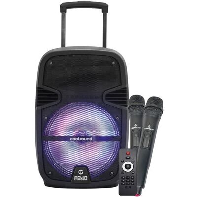 Altavoz Portátil A340 de 8" y 250 W con Bluetooth, USB y FM, y dos micrófonos (negro) - COOLSOUND Altavoz Portátil A340 de 8" y 250 W con Bluetooth, USB y FM, y dos micrófonos (negro) - COOLSOUND