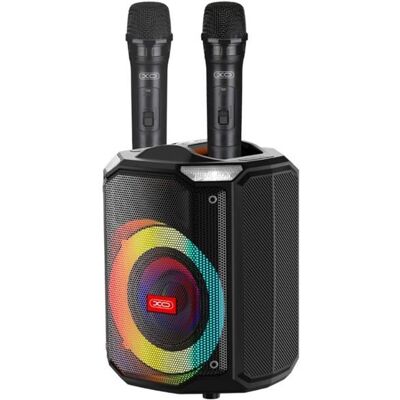 Altavoz portátil Bluetooth amplificado USB/microSD/AUX 40W RGB con control remoto y 2 micrófonos (negro) - XO Altavoz portátil Bluetooth amplificado USB/microSD/AUX 40W RGB con control remoto y 2 micrófonos (negro) - XO