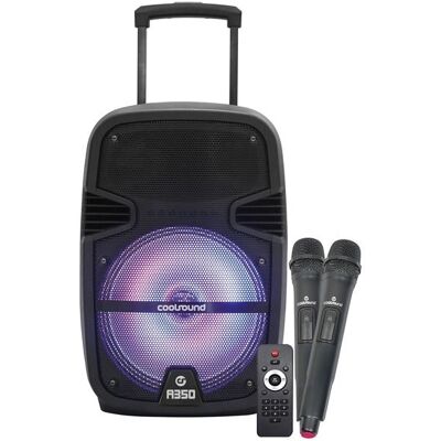 Altavoz portátil A350 de 12" y 350 W con Bluetooth, USB y FM, y dos micrófonos - COOLSOUND Altavoz portátil A350 de 12" y 350 W con Bluetooth, USB y FM, y dos micrófonos - COOLSOUND