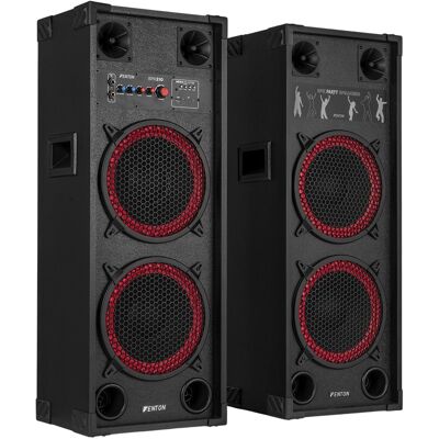 Paquete de 2 Altavoces Amplificados 10" 400W Bluetooth/USB/SD y Micrófono (SPK-210) - FENTON Paquete de 2 Altavoces Amplificados 10" 400W Bluetooth/USB/SD y Micrófono (SPK-210) - FENTON