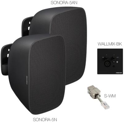 Sistema Sonido Estéreo Pared Bluetooth 2 Altavoces de 25W RMS (2x SONORA-5AN + WALLMIX-BK/S-WM) Negro - FONESTAR Sistema Sonido Estéreo Pared Bluetooth 2 Altavoces de 25W RMS (2x SONORA-5AN + WALLMIX-BK/S-WM) Negro - FONESTAR