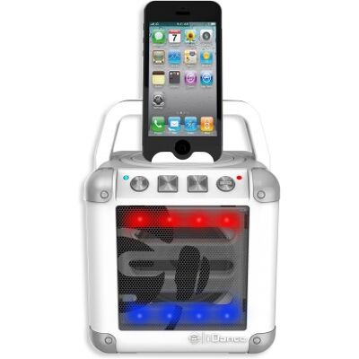 Altavoz Bluetooth portátil con efectos LED (blanco) - iDance Altavoz Bluetooth portátil con efectos LED (blanco) - iDance