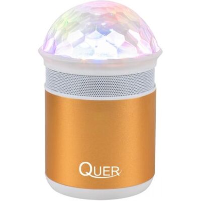 QUER Mini altavoz portátil LED Efectos RGB con reproductor FM, USB, MiniSD, MP3, Bluetooth (Oro) - DESEO QUER Mini altavoz portátil LED Efectos RGB con reproductor FM, USB, MiniSD, MP3, Bluetooth (Oro) - DESEO