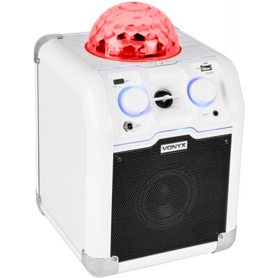 Altavoz Bluetooth portátil con efectos LED RGB (blanco) SBS50W - VONYX Altavoz Bluetooth portátil con efectos LED RGB (blanco) SBS50W - VONYX