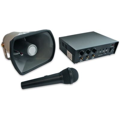 GBC Pack Amplificador PA 30W RMS 12/220V + Bocina 25W RMS + Micrófono GBC Pack Amplificador PA 30W RMS 12/220V + Bocina 25W RMS + Micrófono