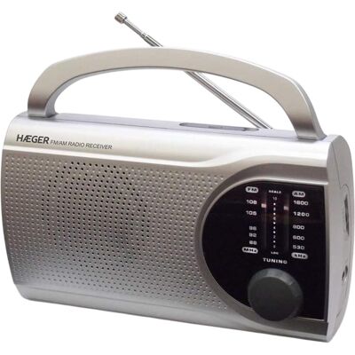 Radio portátil envolvente AM/FM HAEGER (plateada) Radio portátil envolvente AM/FM HAEGER (plateada)
