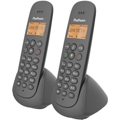 Pack 2x Teléfonos Inalámbricos DECT-GAP (Negro) - PROFOON Pack 2x Teléfonos Inalámbricos DECT-GAP (Negro) - PROFOON