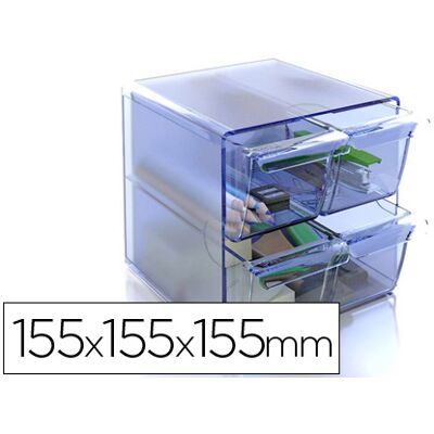 ARCHIVO-2000 Archivo 2000 Archive Cube Organizador Modular 4 Cajones Plastico Azul Transp. 155X155X155mm ARCHIVO-2000 Archivo 2000 Archive Cube Organizador Modular 4 Cajones Plastico Azul Transp. 155X155X155mm