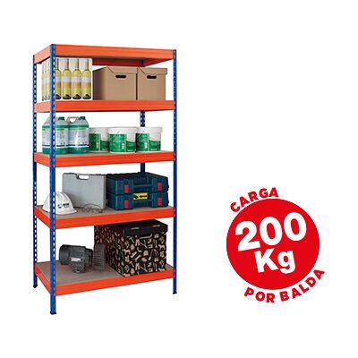 AR-STORAGE Estante Ar Storage Metalica 180X90X40cm 5 Estantes 200Kg Por Plat. en Madera Azul/Naranja AR-STORAGE Estante Ar Storage Metalica 180X90X40cm 5 Estantes 200Kg Por Plat. en Madera Azul/Naranja