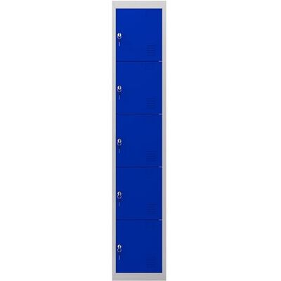 Taquilla Metálica con 5 Puertas y Cerradura (1800 x 300 x 500 mm) Azul - CROMAD Taquilla Metálica con 5 Puertas y Cerradura (1800 x 300 x 500 mm) Azul - CROMAD