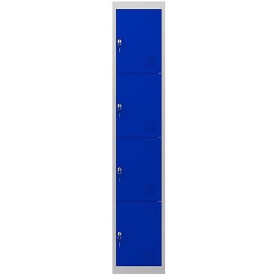 Taquilla Metálica con 4 Puertas y Cerradura (1800 x 300 x 500 mm) Azul - CROMAD Taquilla Metálica con 4 Puertas y Cerradura (1800 x 300 x 500 mm) Azul - CROMAD