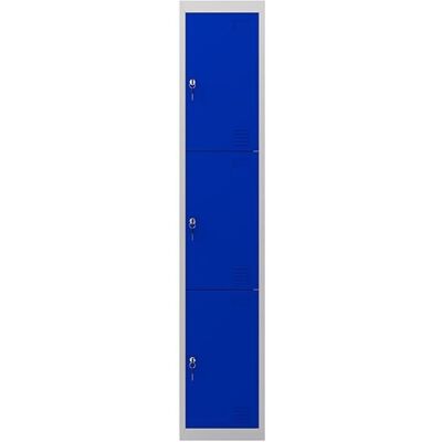 Taquilla Metálica con 3 Puertas y Cerradura (1800 x 300 x 500 mm) Azul - CROMAD Taquilla Metálica con 3 Puertas y Cerradura (1800 x 300 x 500 mm) Azul - CROMAD