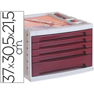 Q-CONNECT Bloque Clasificador Escritorio 37X30,5X21,5 cm Bandeja Organizador Superior 5 Cajones Burdeos Q-CONNECT Bloque Clasificador Escritorio 37X30,5X21,5 cm Bandeja Organizador Superior 5 Cajones Burdeos