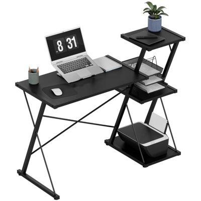 Mesa de oficina Leader 3.5 116 cm con estantes (Negro) - MARK ADLER Mesa de oficina Leader 3.5 116 cm con estantes (Negro) - MARK ADLER