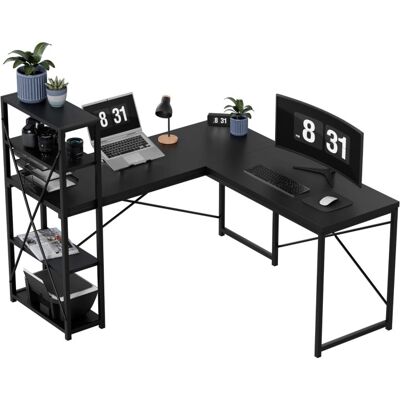 Mesa de escritorio Leader 5.9 145 cm con estantes (negro) - MARK ADLER Mesa de escritorio Leader 5.9 145 cm con estantes (negro) - MARK ADLER