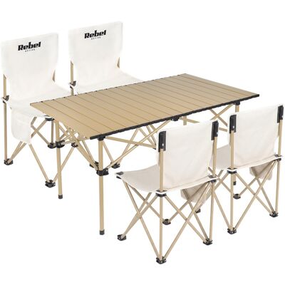 Conjunto de Mesa “Quick Fold” con 4 Sillas - REBEL Conjunto de Mesa “Quick Fold” con 4 Sillas - REBEL