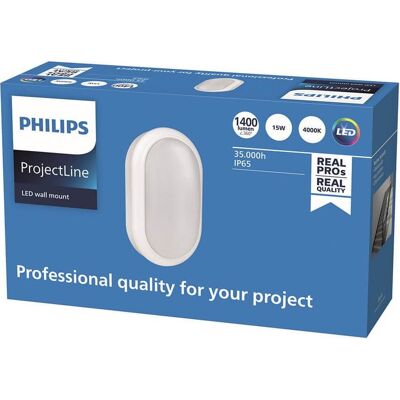 Proyector de Pared de Luz LED 15W. Blanco 4000K 1400Lm IP65 (Ovalado) - PHILIPS Proyector de Pared de Luz LED 15W. Blanco 4000K 1400Lm IP65 (Ovalado) - PHILIPS