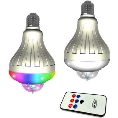 PARTY FUN Lámpara LED E27 RGB con doble efecto de luz giratoria - PartyFunLights PARTY FUN Lámpara LED E27 RGB con doble efecto de luz giratoria - PartyFunLights