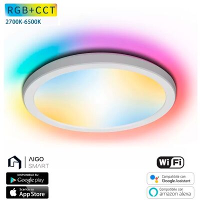 AIGOSTAR Lámpara Plafón Redonda Smart Wi-Fi 22W RGB + 2700K~6500K (Ø30cm) AIGOSTAR Lámpara Plafón Redonda Smart Wi-Fi 22W RGB + 2700K~6500K (Ø30cm)