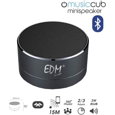 EDM Mini Altavoz Bluetooth Portátil 3W 85dB (Negro) con Iluminación EDM Mini Altavoz Bluetooth Portátil 3W 85dB (Negro) con Iluminación