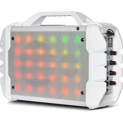 Altavoz portátil LED RGB con reproductor de MP3, USB, SD, AUX, Bluetooth (blanco) - iDance Altavoz portátil LED RGB con reproductor de MP3, USB, SD, AUX, Bluetooth (blanco) - iDance