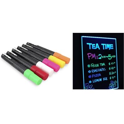 Pack 6x Marcadores Fluorescentes para Pizarra LED Luminiscente Publicitaria (2402013) Pack 6x Marcadores Fluorescentes para Pizarra LED Luminiscente Publicitaria (2402013)