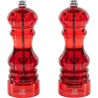 Juego de Molinillo de Sal y Pimienta Podium 18cm (Rojo) - PEUGEOT Juego de Molinillo de Sal y Pimienta Podium 18cm (Rojo) - PEUGEOT