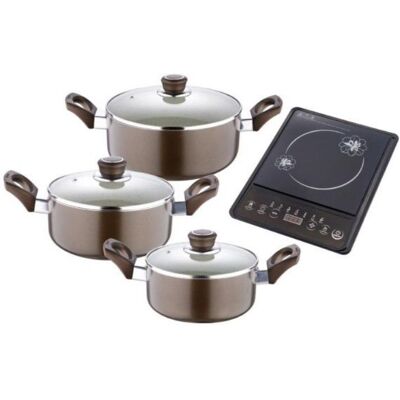 Juego de Cocina Fiona 3 Piezas + Placa Inducción - BERGNER Juego de Cocina Fiona 3 Piezas + Placa Inducción - BERGNER
