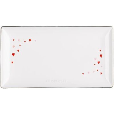Fuente Rectangular de Cerámica con Corazones 28cm (Blanco) - LE CREUSET Fuente Rectangular de Cerámica con Corazones 28cm (Blanco) - LE CREUSET