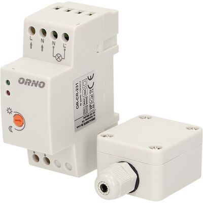 Sensor crepuscular con sonda de riel DIN externa para chasis (220VAC 3000W) - ORNO Sensor crepuscular con sonda de riel DIN externa para chasis (220VAC 3000W) - ORNO