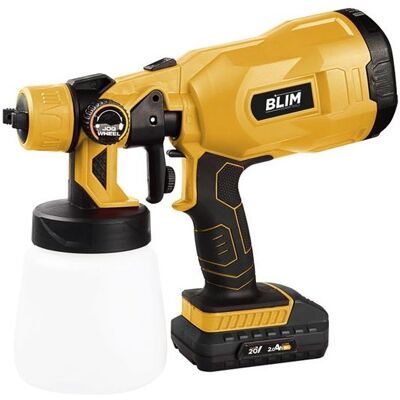 Pistola pulverizadora de pintura inalámbrica de 32 000 RPM (800 ml), 20 V y batería de 2 Ah - BLIM Pistola pulverizadora de pintura inalámbrica de 32 000 RPM (800 ml), 20 V y batería de 2 Ah - BLIM