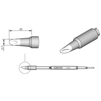Punta de soldadura JBC 2.7mm para T245 - Punta de soldadura Punta de soldadura JBC 2.7mm para T245 - Punta de soldadura