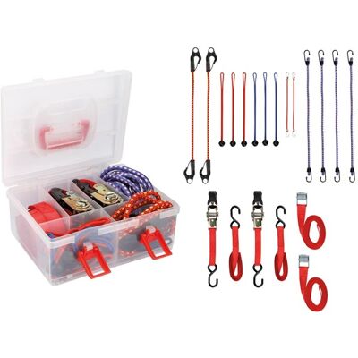 Juego de Correas y Cuerdas Elásticas (18 uds) - PEREL Juego de Correas y Cuerdas Elásticas (18 uds) - PEREL