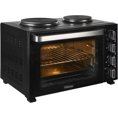 Mini Horno OV-3670 3200W 35L con 2 Placas Eléctricas (Negro) - TRISTAR Mini Horno OV-3670 3200W 35L con 2 Placas Eléctricas (Negro) - TRISTAR