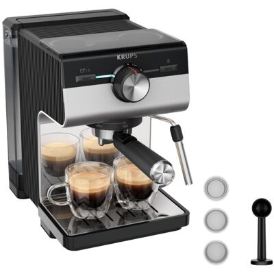 Cafetera espresso Authentic+ de 1450 W y 2 L (negra/acero inoxidable) - KRUPS Cafetera espresso Authentic+ de 1450 W y 2 L (negra/acero inoxidable) - KRUPS