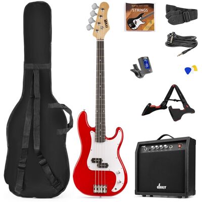 Pack Bajo Eléctrico GIGKIT (Rojo) + Amplificador 6" 40W - MAX Pack Bajo Eléctrico GIGKIT (Rojo) + Amplificador 6" 40W - MAX